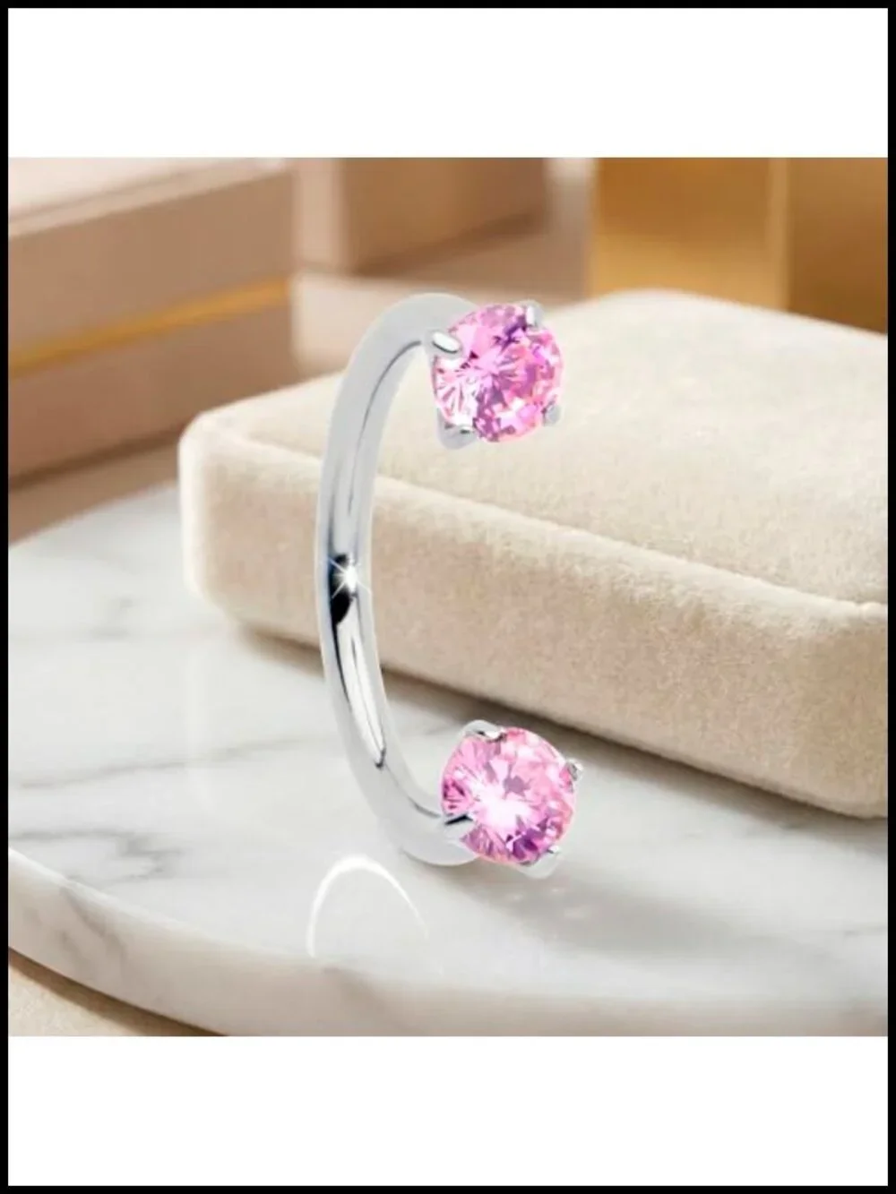 Implant Grade Titanium Horseshoe Nose Ring - 18G Internally Threaded CZ